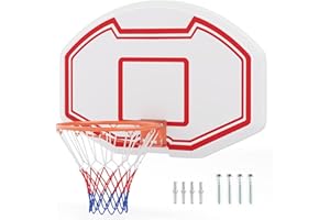 Goplus Large Wall Mounted Basketball Hoop, 36" x 24" Shatter-Proof Backboard with 18" Standard Rim, Anti-Tear Net, Indoor Out