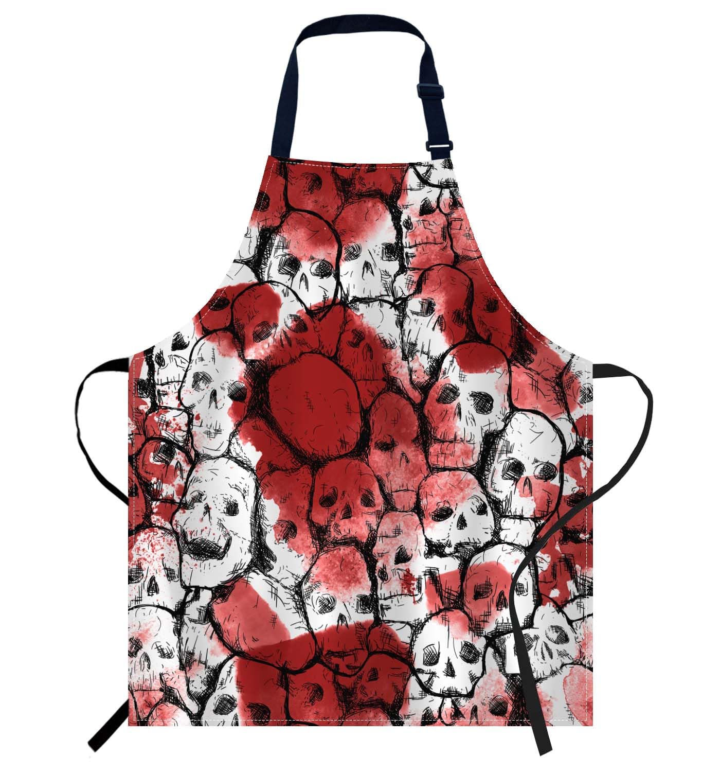 Smooffly Skull and Blood Pattern Apron Unisex Adjustable Bib Apron Cooking Kitchen Chef Women Men Aprons for Home Kitchen, Restaurant,Coffee House,Shop,Garden — image 1