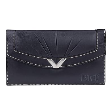 Itsyor Genuine Leather Women Black Wallet Large Size, Best Valentines Day Gift for Girlfriend.