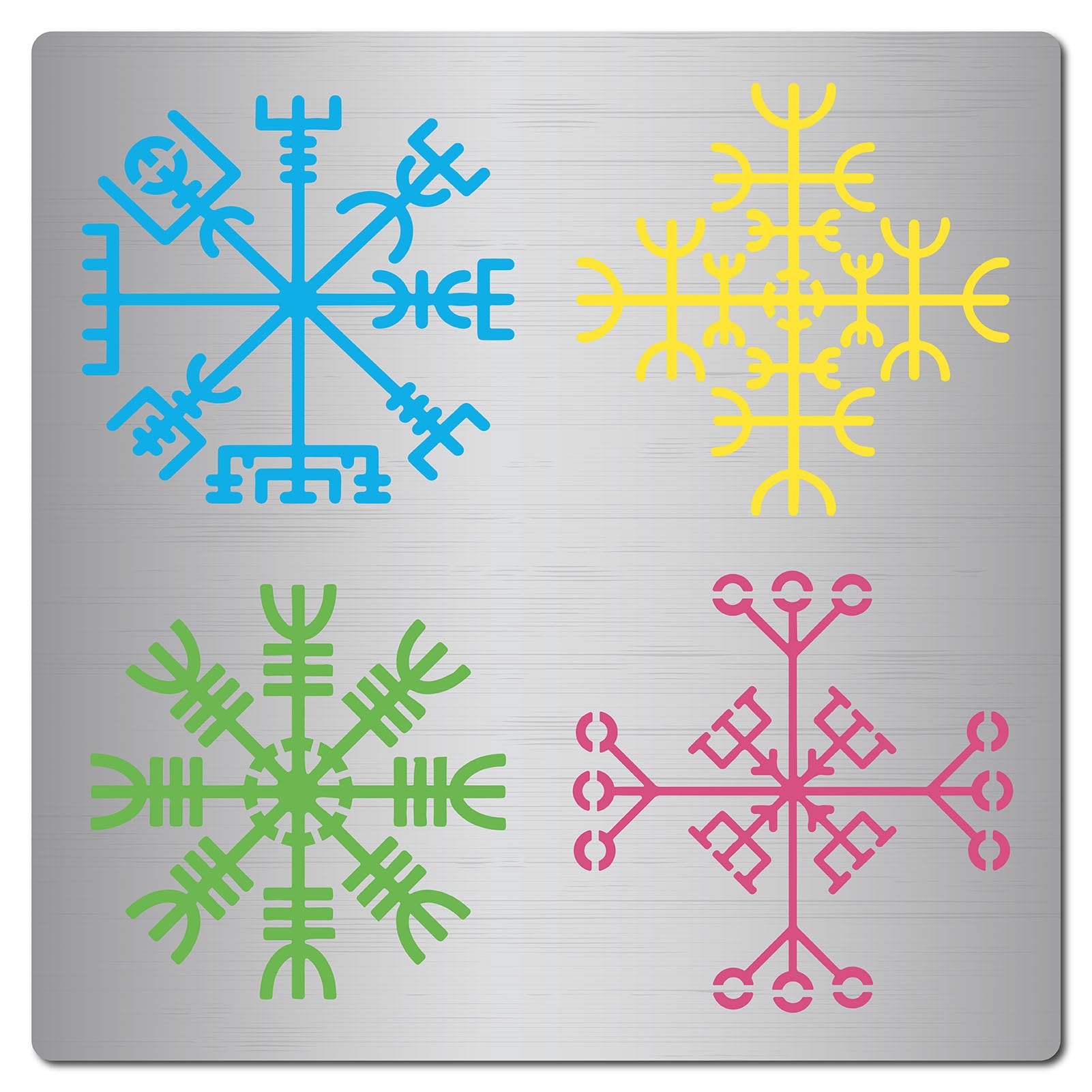GORGECRAFT 16x16cm Viking Stencil Symbol Reusable Drawing Journal Stencil Rune Pattern Vegvisir Compass Stainless Steel Template for DIY Engraving Painting Scrapbook Pyrography Wood Burning Embossing