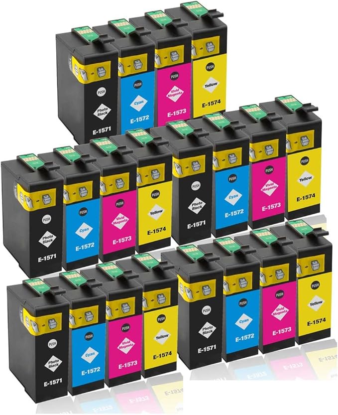 Cartouche Encre Bureau En Gros Premium Lot de 20 cartouches d'encre pour Epson T-1573 1571 T