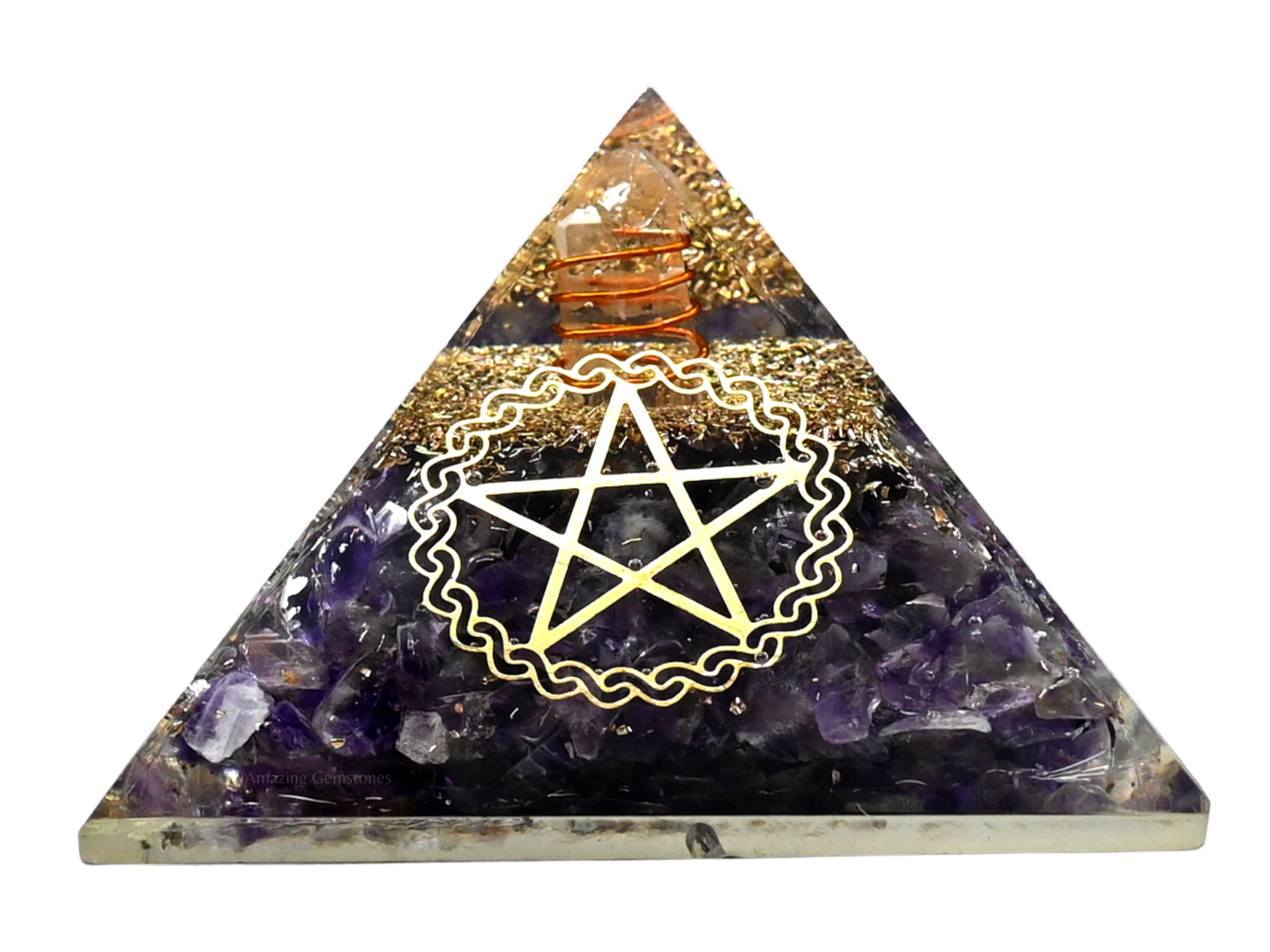 Large Orgone Pyramid | Amethyst Pyramid Crystal | Pentacle Orgonite Pyramid | Organ Pyramids Positive Energy Healing