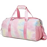 Sports Duffel for Girls Dance Teen Duffle Weekender Gym Travel Ballet Yoga Bags Cheer Bag with Shoe Compartments Pink