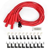 YUANCHINB Universal Spark Plug Wire Set 8.5mm Straight Boot Red | Fit for V8 Engines, build your own plug wires, Silicone jacket, RFI/EMI suppression, hei spark plug wires
