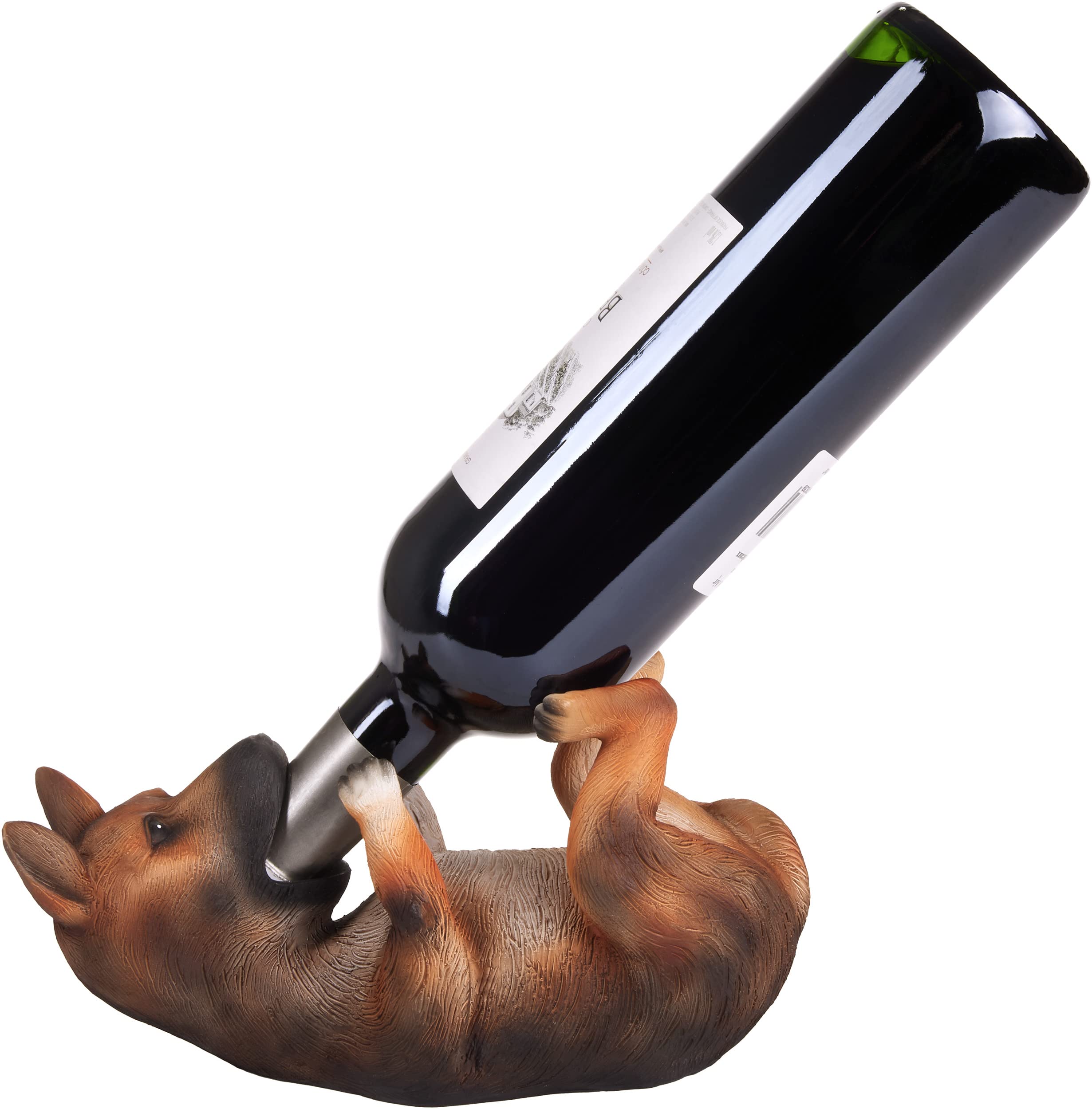 BRUBAKER Wine Bottle Holder Thirsty Dog - German Shepherd - Bottle Holder Drunk Animals - Bottle Stand Funny - Decorative Figurine Hand Painted Bar Accessories - Funny Decoration - Wine Gift