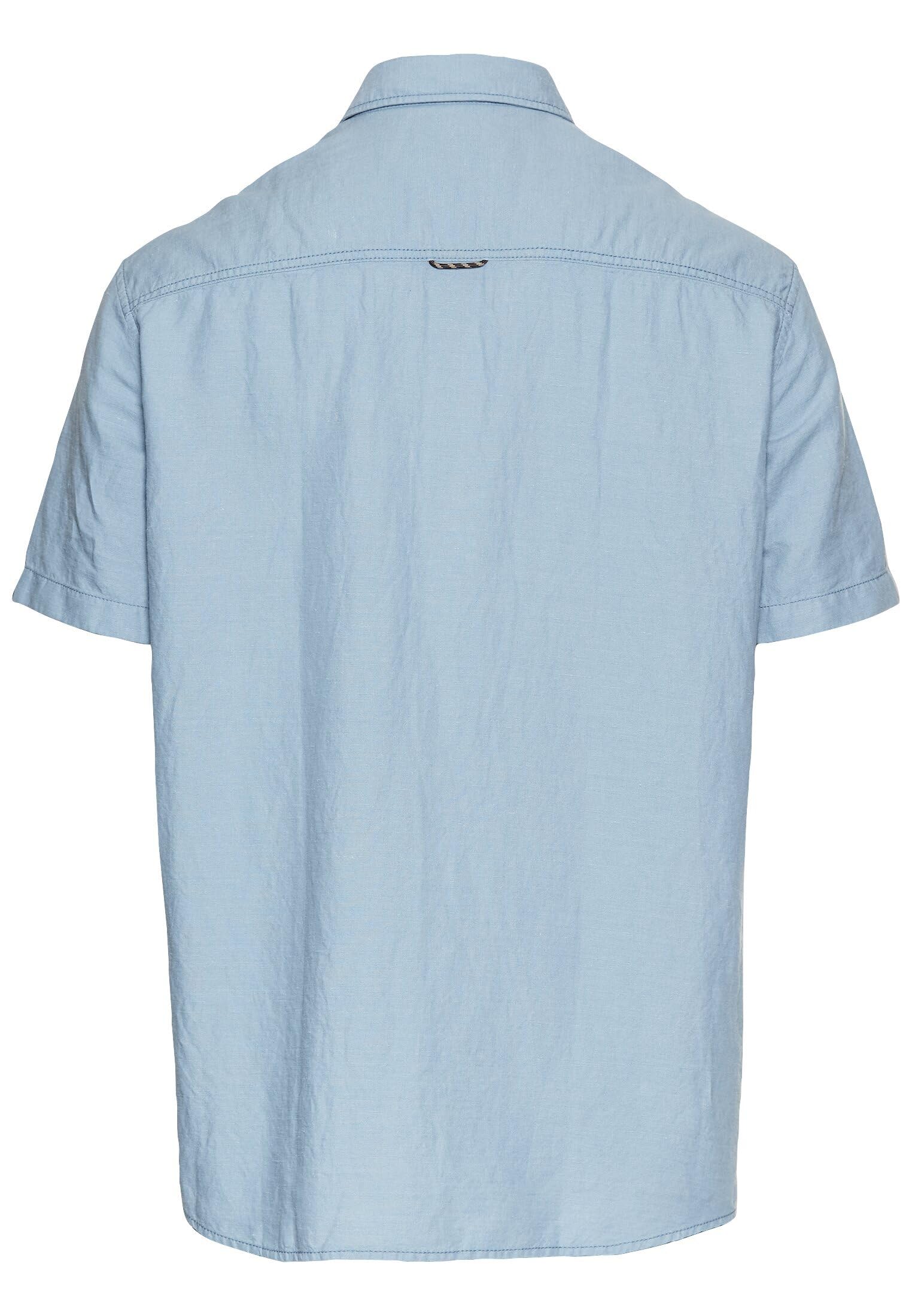 camel active Herren Kurzarmhemd aus einem Baumwoll-Leinenmix Hellblau, Menswear-S 7