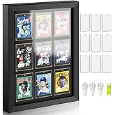 Trading Card Display Case for 9 Standard Cards - Wall Mount Baseball Card Display Case with UV Protection Magnetic Card Holder, Sports Display Cases for Football Basketball Hockey Card Collection