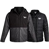 Reebok Mens Winter Coats - 3 in 1 System Hooded Softshell Windbreaker Jacket and Quilted Puffer Insulated Mens Ski Jacket