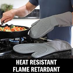 HOMWE Silicone Oven Mitts and Pot Holders, 4-Piece