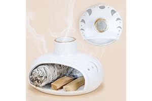 ZenBless 3 in 1 Incense Holder for Palo Santo Sticks Sage Bundles Cone Incense, Handcrafted Ceramic Incense Burner Holder Ash Catcher with Chimney, Smudge Bowl for Yoga Meditation Room Home Decor