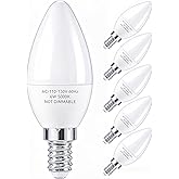 PARTPHONER B11 E12 6W LED Candelabra Bulb 600lm 5000K 6-Pack | Bright 60W Equivalent High CRI 85+ for Ceiling Fan Chandelier Energy Efficient Flicker Free, Daylight White