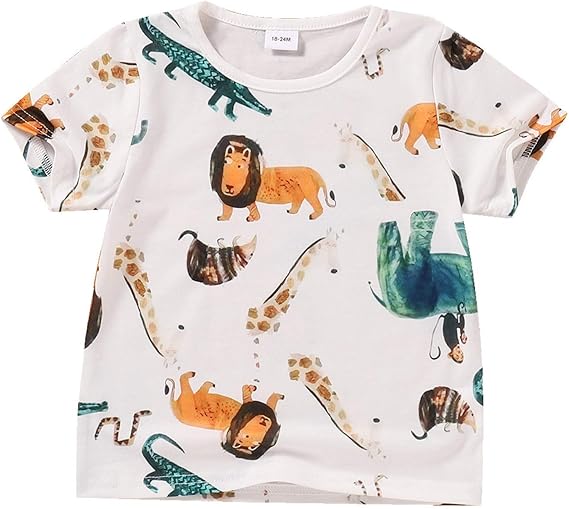 Amazon Cousannory 子供服 Tシャツ 半袖 トップス キッズ カットソー ベビー服 男の子 女の子 肌着 赤ちゃん 服 かわいい キャラクター トレーナー スウェット 丸襟 インナー 春 夏 人気 動物柄 車柄 パジャマ ルームウエア スクール 通学 パンツ