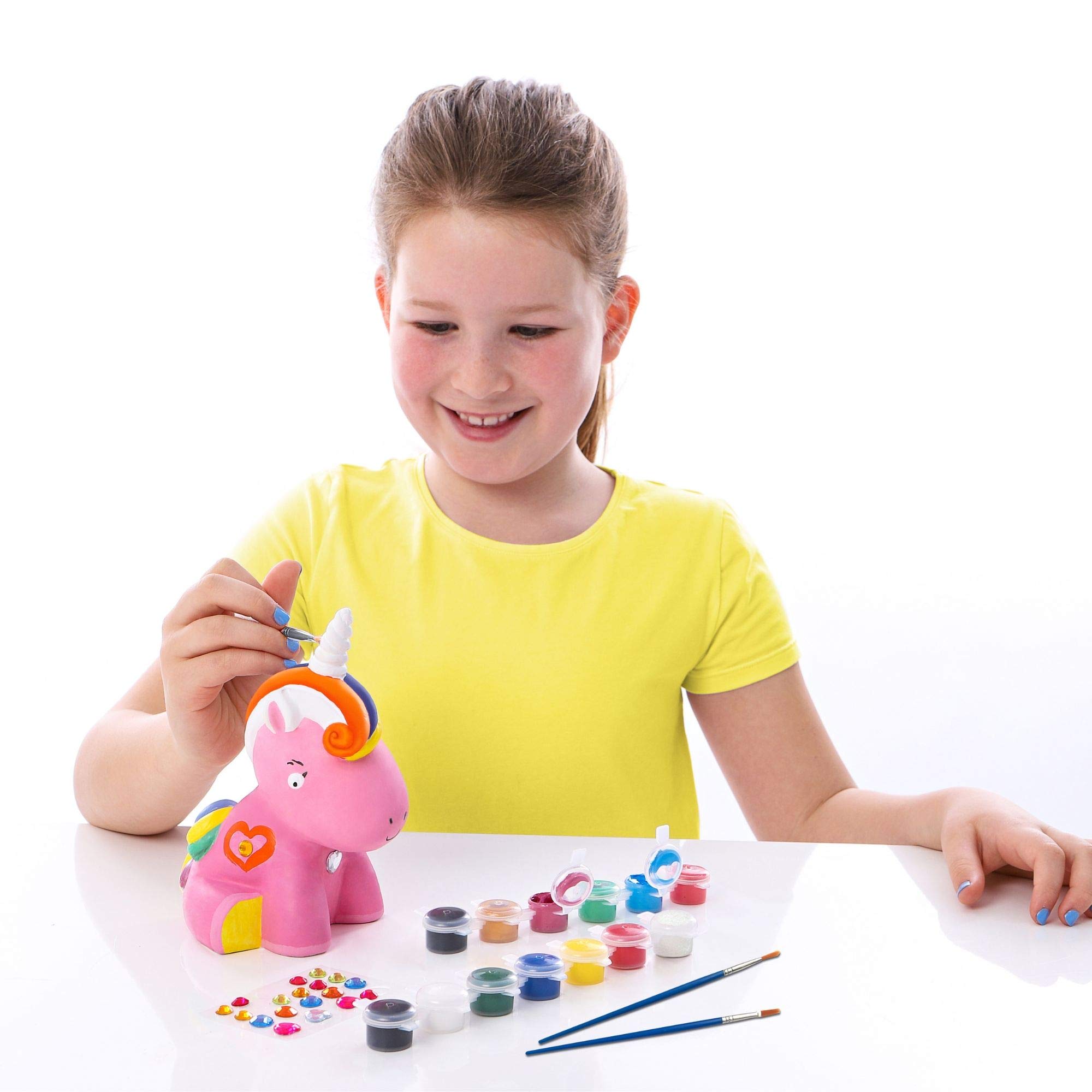 GirlZone Paint Your Own Unicorn Money Box for Girls, Arts & Crafts for