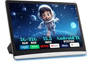 CHEGIF 13.3 Inch Android 11 Car Headrest Video Player 2G+32G, Rear Seat Car TV with 4K IPS Touch Screen, Car Entertainment System Supports Wireless Phone Mirror Link, HDMI in/Out, Bluetooth, FM, USB