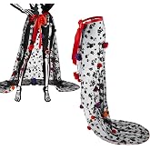 Funnysoft Women Day of Dead Costume Skirt Halloween Skeleton Floral | Mexican Sugar Skull Theme, Long Train Gothic Style with Red Bow, Colorful Flowers, Ideal for Halloween Costume Parties
