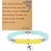 Christian Beads Bracelets Baptism Gifts Bible Verse Gifts for Women Religious Beaded Bracelets for Women Christening Motivational Scripture Present for Friend Sister Christmas Birthday Stretch Jewelry