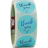 (3 Sizes-1") Blue Thank You Stickers, 1 inch Thank You Sticker Labels Roll, 500 Gold Foil Thank You Stickers Small Business, Adhensive Labels for Small Business Supplies (1 inch)