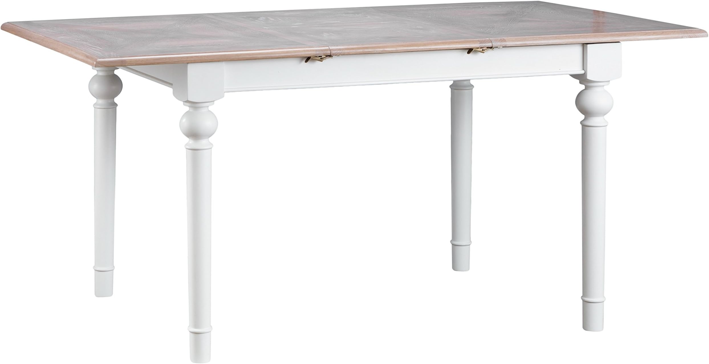 Norwich White Painted Butterfly Extending Dining Table including Lime-wash Oak Top Seating 6 People | 125cm/170cm