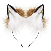 HAOAN Handmade Faux Fur Fox Wolf Ears Headband Halloween Christmas Cosplay Party Costume Accessories
