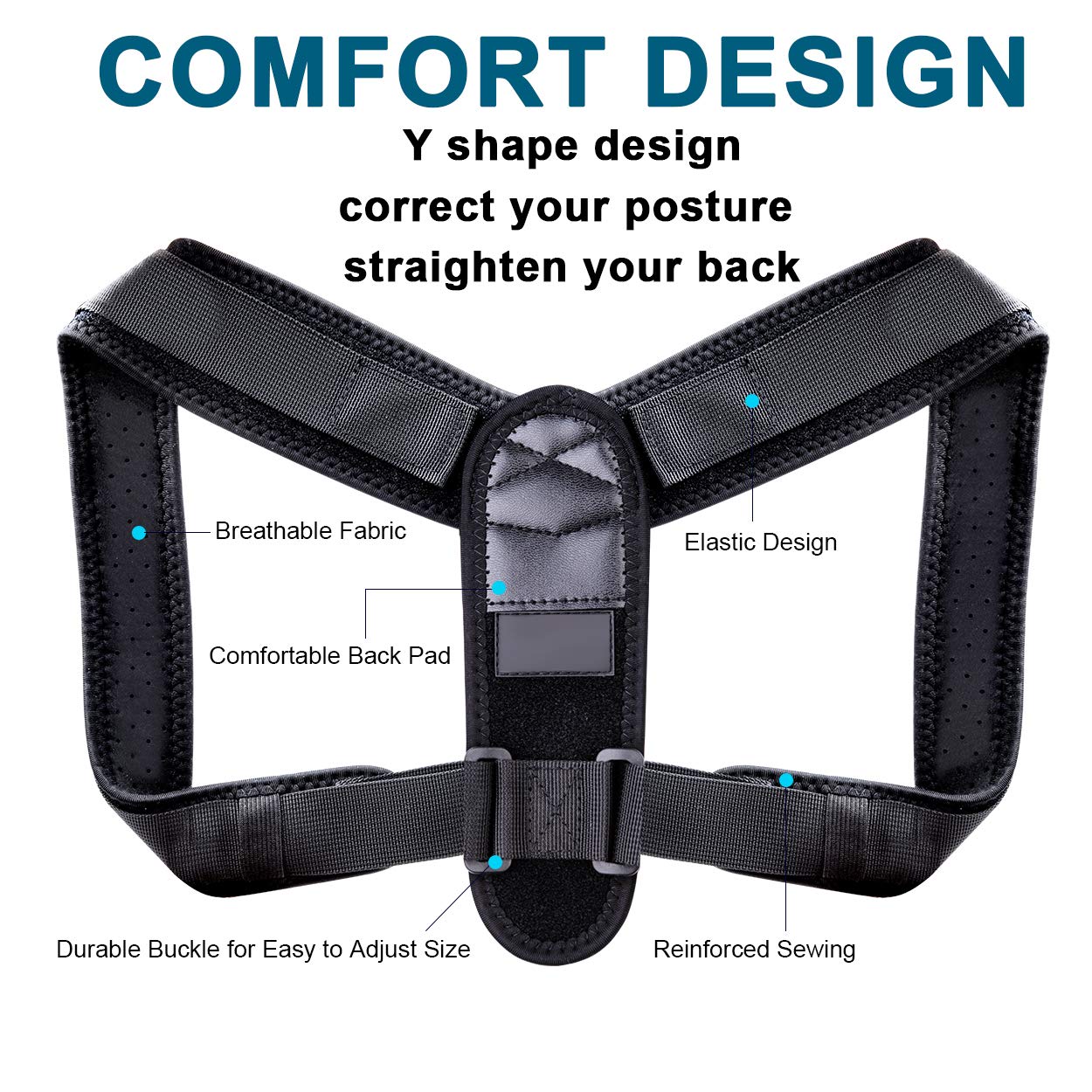 Posture Corrector for Women Men, Upper Back Brace for Clavicle Support, Adjustable Back Straightener and Providing Pain Relief from Neck, Back & Shoulder
