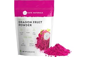 Kate Naturals Dragon Fruit Powder for Baking & Drinks (4oz). Vegan, Gluten Free Dried Pink Pitaya Powder for Dragonfruit Syrup, Smoothies & Food Coloring