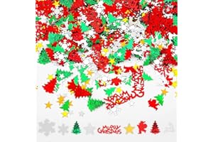 JXITON 4800pcs Christmas Confetti,Xmas Table Confetti Snowflake Santa Claus Metallic Foil Sequins Glitter Table Scatters for Party Decoration