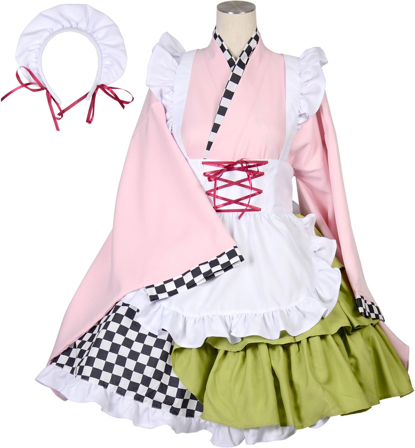 8mm 大正浪漫 和風 メイド服 コスチューム 衣装 レディースサイズ 大きいサイズ 5lサイズ ピンク コスプレ 仮装 通販 Amazon