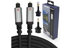 Monster Gen2 Essentials Digital Optical Toslink Cable, Sound Bar Optical Audio Cable with Gold Connectors, 9.8ft