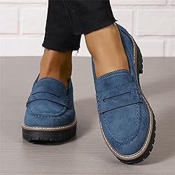 Womens Loafers Shoes Platform Chunky Penny Loafer