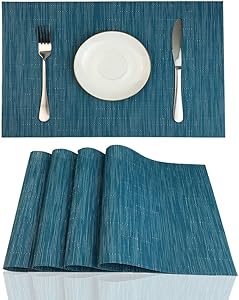 Red-A Placemats for Dining Table Heat-Resistant Washable Place Mats Easy to Clean (Set of 4, Blue)