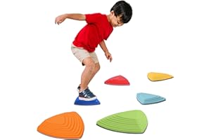 Balance Stepping Stones for Kids – 6 Durable Non-Slip Stones Encourage Toddler Balance & Gross Motor Skills, Indoor & Outdoor