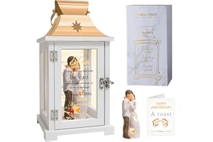 HOMAZING 50th Wedding Anniversary Lantern - 50th Anniversary Wedding Gifts for Parents Couple, 50 Year Golden Anniversary Wedding Gifts for Him Her Huband Wife - Husband and Wife Hugging Figurine Lantern