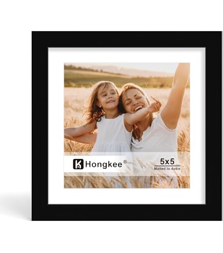 Amazon.com - 5x5 Wooden Picture Frames with 4x4 Opening Mat. Black