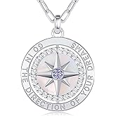 LOUISA SECRET Graduation Gifts for Her 2025, S925 Sterling Silver Compass Birthstone Pendant Necklace for Her, Anniversary Birthday Jewelry Gifts for Women Her