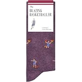 The Blazing Basketballer Socks - Funny Basketball Mens Socks - Gift for Men | 1 x Pair, Size 8-13, Purple, Premium Cotton Blend - Basketball Gift for Players, Fans, Coach & Teens - The Athletic Gent