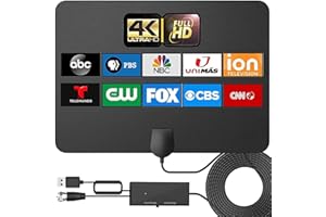 KOTISIG TV Antenna Indoor, HD Antenna for Smart TV and All TV,TV Antenna for Local Channels,Support 4K 1080p with Signal Booster Antenna TV Digital HD Indoor & Outdoor- 16FT Coax HDTV Cable…