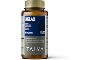TALYA Relax Sleep Support - Blend with Melissa, Valerian, St John’s Wort, Lavender, Passiflora - Vegan, Non-GMO, 60 Capsules- Supports Calm Sleep & Eases Stress