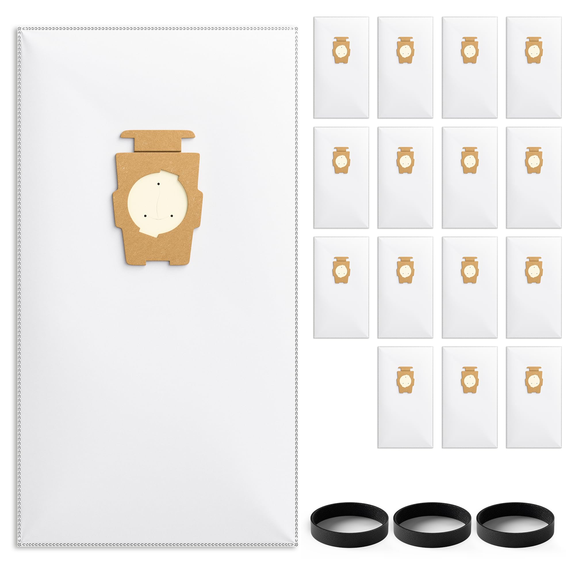 15 Pack Vacuum Bags [Model 204814] and 3 Belts Compatible with Kirby Sentria/Avalir/Ultimate G Series | Replaces F-Style & Twist-Style 204811 205811 204808 | Replacement Parts by Improvedhand