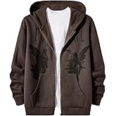 VIPWOLF Men's Full Zip Up Hoodies Vintage Renaissance Graphic Baggy Sweatshirts Casual Coats