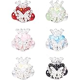 Beadthoven 6Pcs 21mm Polymer Clay Rhinestone Focal Beads for Pens, Butterfly Crown Crystal Beads with Cat Eye Stone Bling Gems Fancy Diamond Spacers for Keychain Bracelets Jewelry Making DIY Crafts
