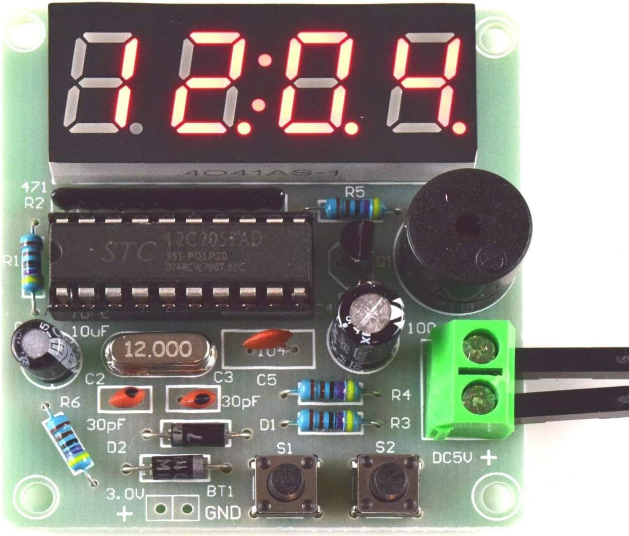 CANADUINO DIY Soldering Kit Digital Clock 4Digits with Dual Alarm