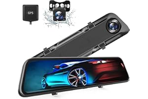CAKUUMA Mirror Dash Cam 4K, 12" Rear View Mirror Camera, Backup Camera, GPS, Superior Sensor for Enhanced Night Vision, G-Sensor, Parking Assistance for Cars Trucks