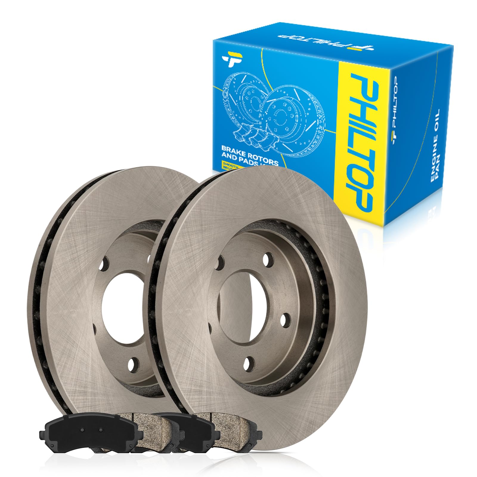 Photo 1 of PHILTOP 10.8 inch (275 mm) Front Vented Disc Brake Rotors + Ceramic Pads Kit Compatible with Buick 2002-2007 Rendezvous, Pontiac 2001-2005 Aztek