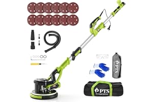 PTS Drywall Sander, 8.5A Electric Drywall Sander with Vacuum Dust Collection, 5 Variable Speed 1000-2100RPM, Popcorn Ceiling 