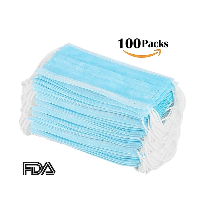 100 Pcs Disposable Earloop Face Masks Dental S...