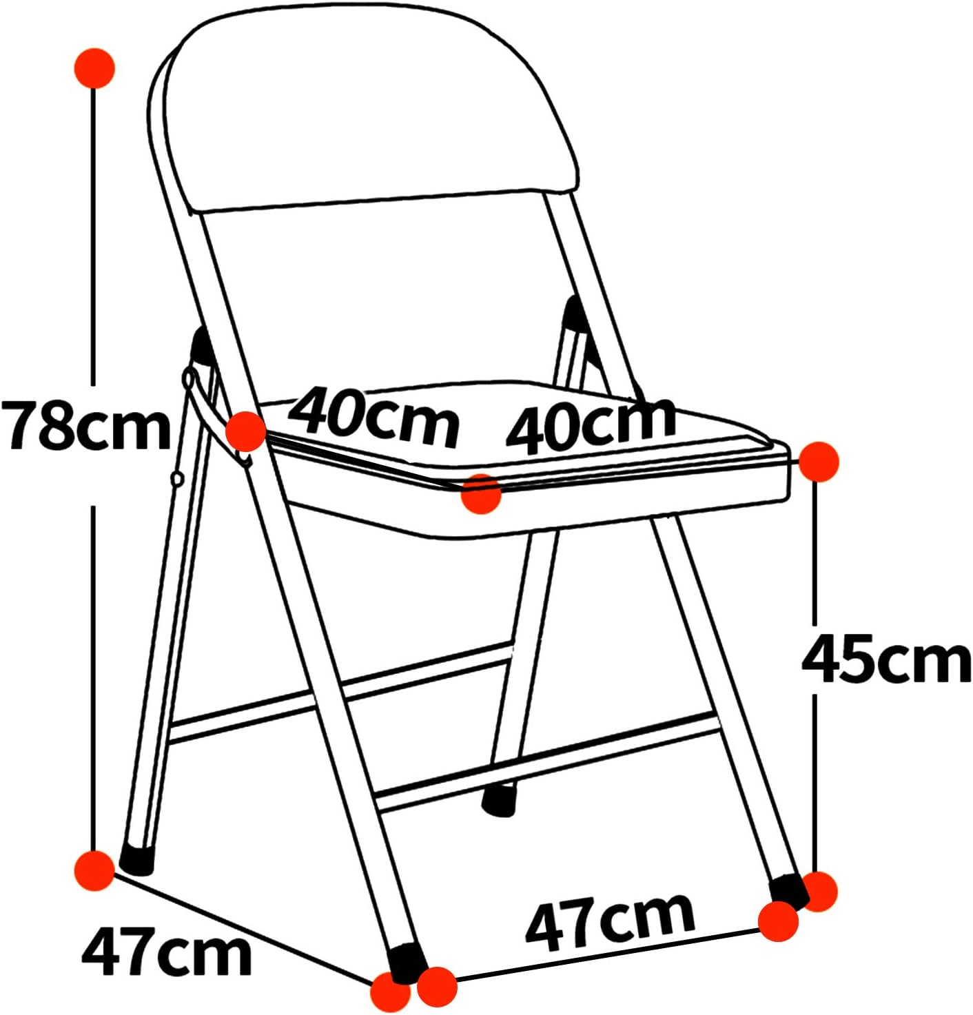 Black Folding Chairs with Padded Seats YJHome Metal Folding Chairs 2 Pack Portable Foldable Dining Chairs Home Office Student Study Chair 200 lbs Weight Capacity for Kids Desk Indoor Bedroom Room: Kitchen & Dining