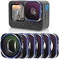 FPVERA ND Filter Set for GoPro Hero 12 11 10 9 Black, 6-Pack CPL ND8, ND16, ND32, ND64, ND1000 Polarized Action Camera Lens Filter kit with Aluminum Alloy Frame & 18-Layer Coating HD AGC Optical Glass