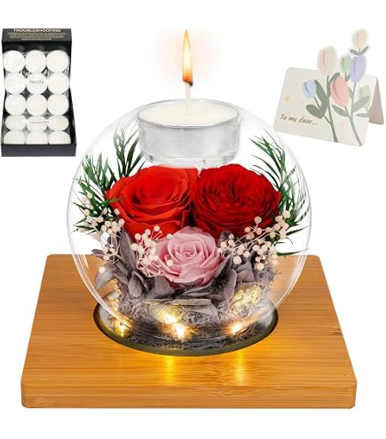 ASPMIZ Rosa Eterna A Levitazione Magnetica Con Luci LED - Fiore Conservato Vero In Cupola - Regalo Unico - 5