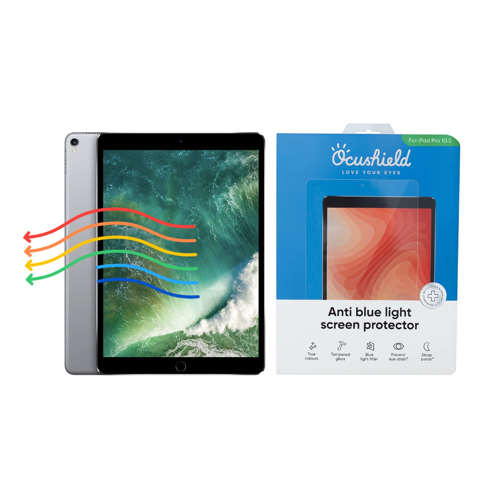 Ocushield Anti Blue Light Screen Protector for Apple iPad Pro 10.5" (2nd Gen, 2017)/iPad Air 3 (2019) - Blue Light Filter for iPad - Eye Protection - Accredited Medical Device - Anti-Glare
