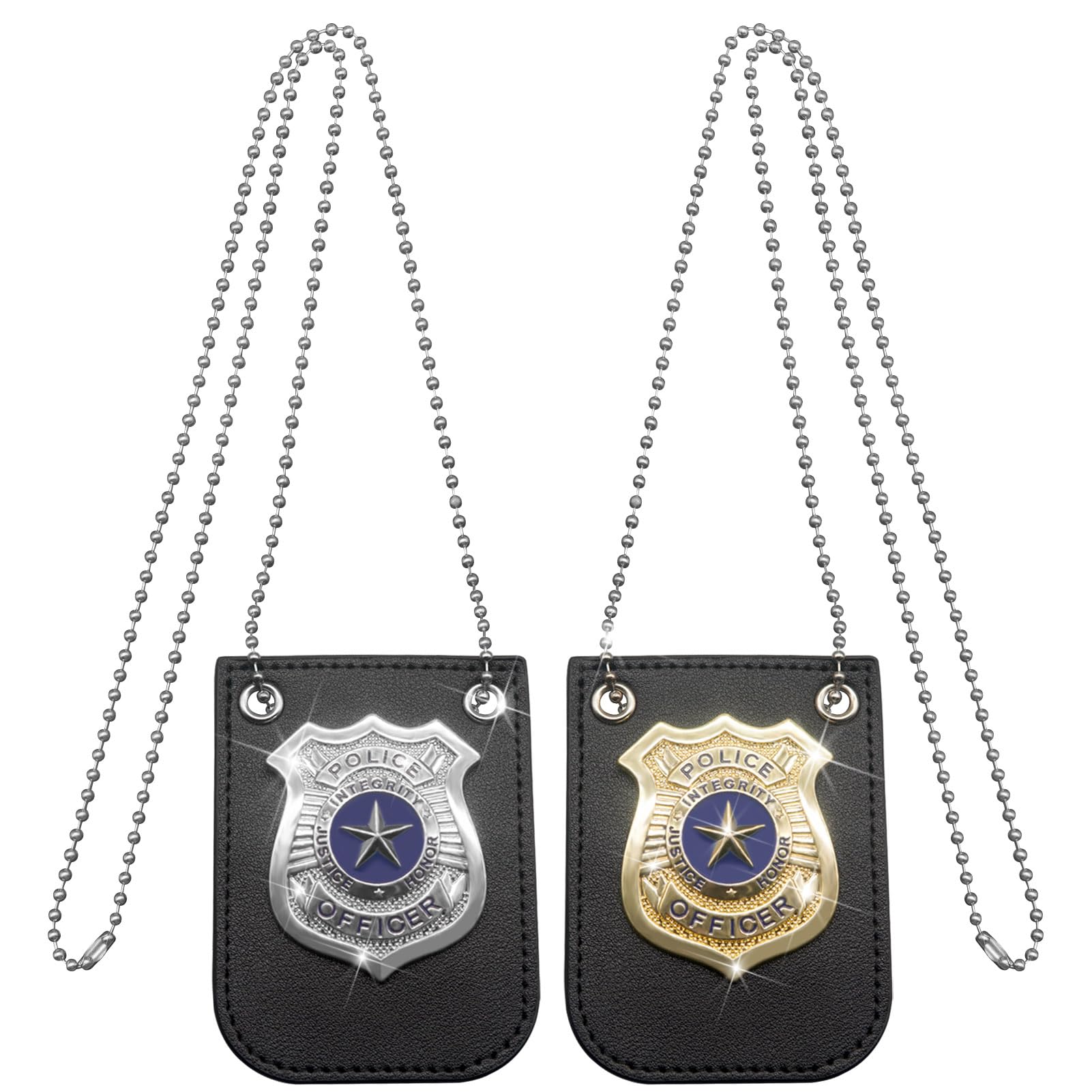 Photo 1 of 2 PCS Police Badge Pretend Play Toys Set with Chain and Belt Clip for Kids Dress Up Game, Detective Role Play